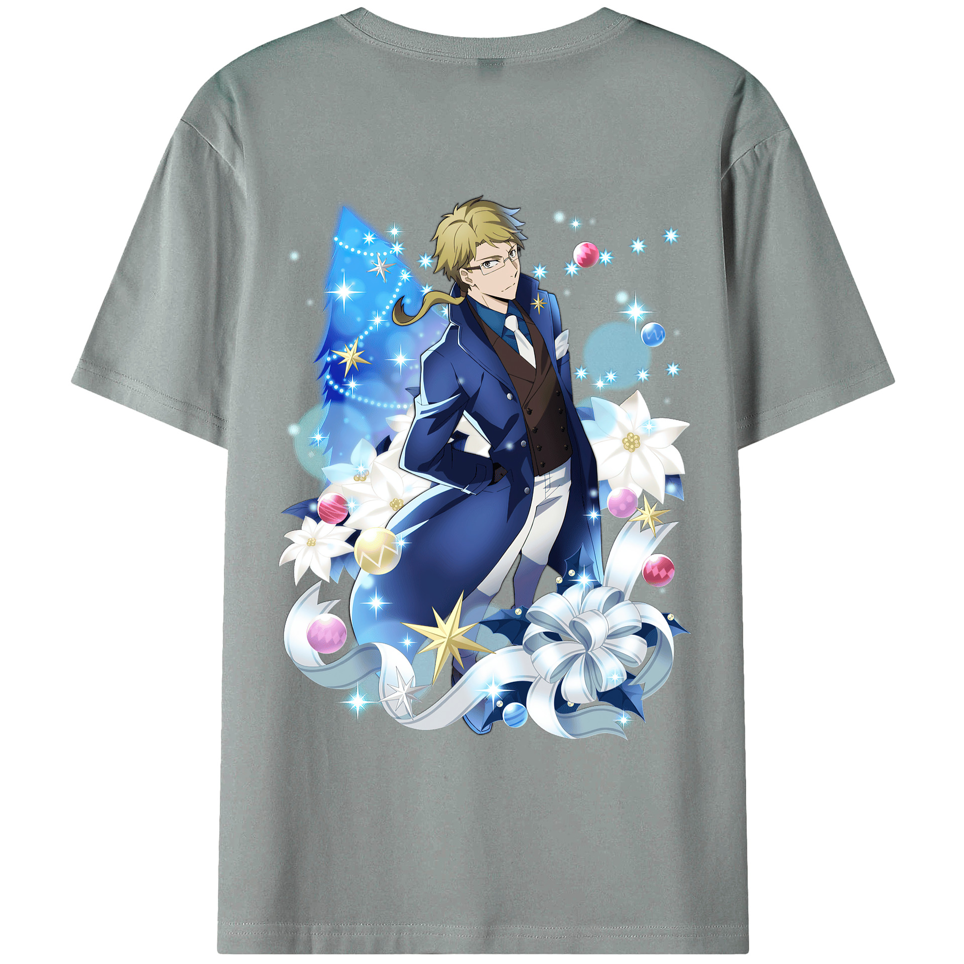 （画像用） 文豪ストレイドッグス Bungo Stray Dogs 綿100％ メンズ半袖Tシャツ（バックプリント） 通気性